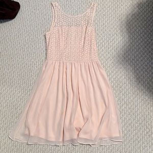 Never worn pink dress with see-through lace shoulders-SIZE 6/M